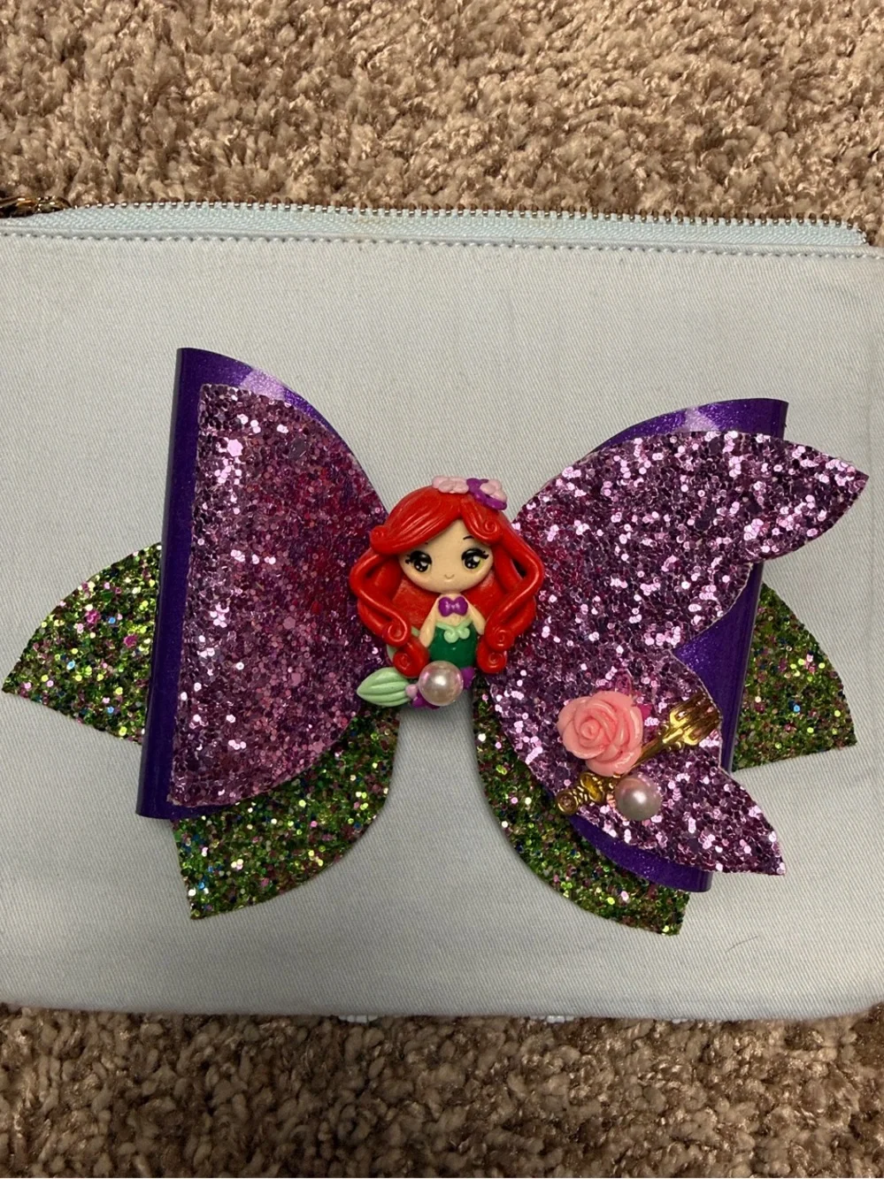 Kids Mermaid Glitter Bow - Purple & Green